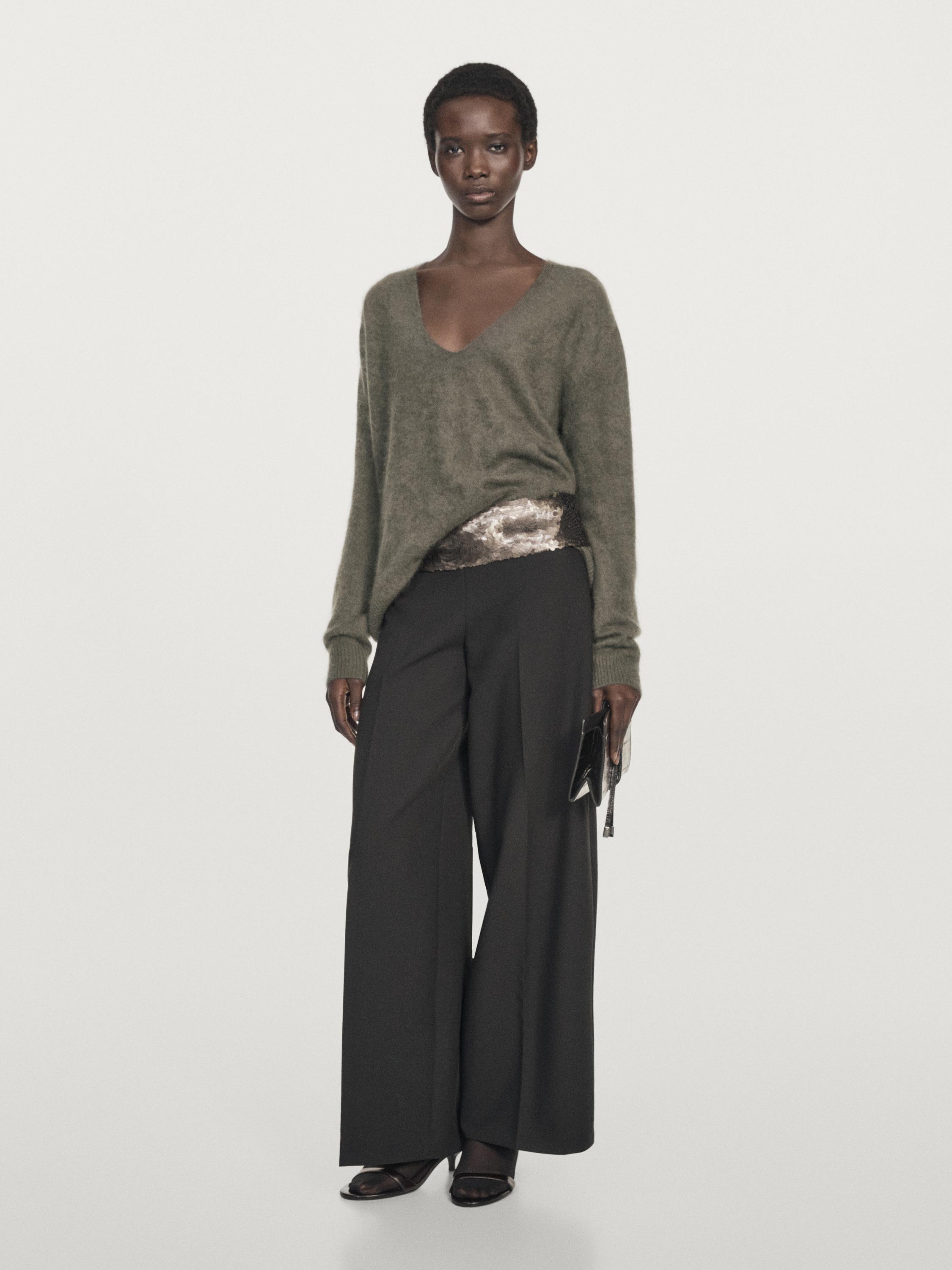 Wool and cashmere V-neck knit sweater